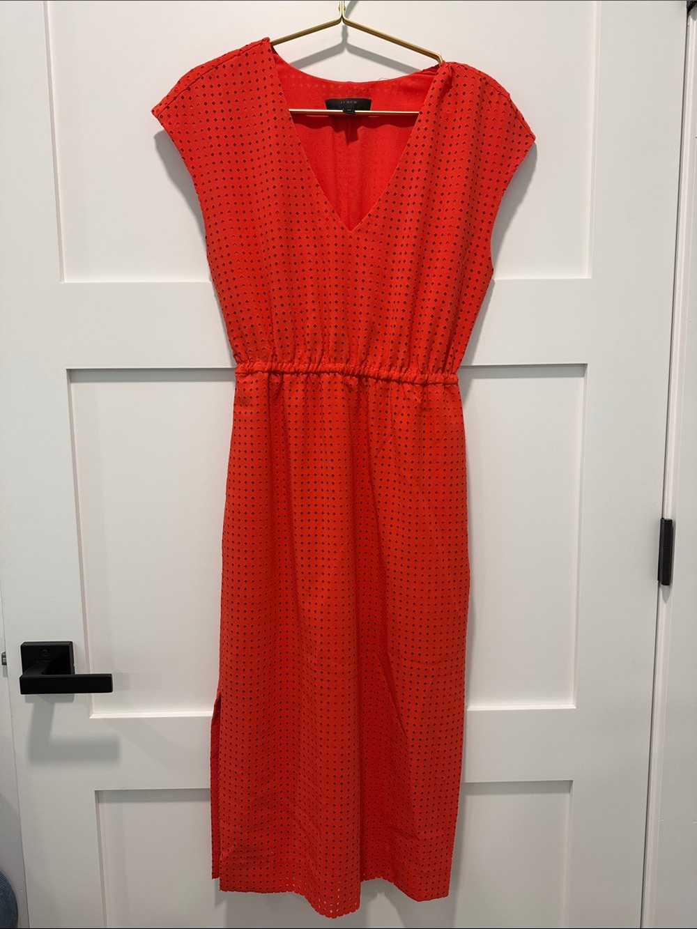 J. Crew Orange V-Neck Maxi Dress with Pockets